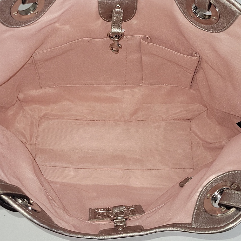 Coach Canvas Tote with Pink Stripe and Seashell Motif Tote Shoulder Bag F19273 - Picture 10 of 16